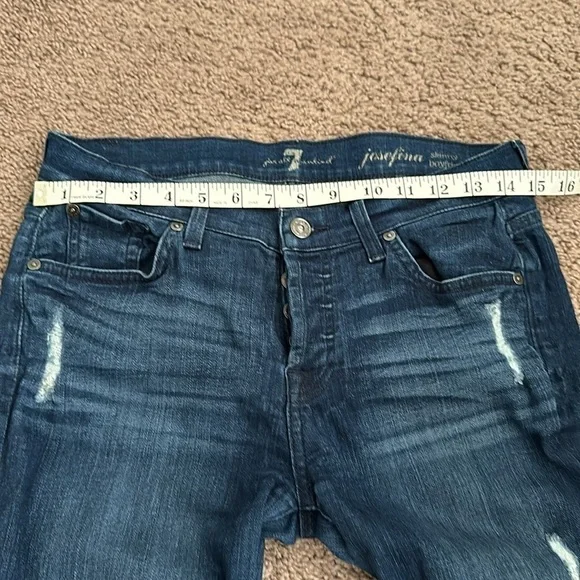 7 for all mankind josephina skinny boyfriend dark wash distressed jeans size 25 - Picture 8 of 14